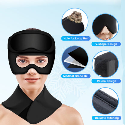 Ice Beanie Eye Mask and Neck Brace Cold Compress Set