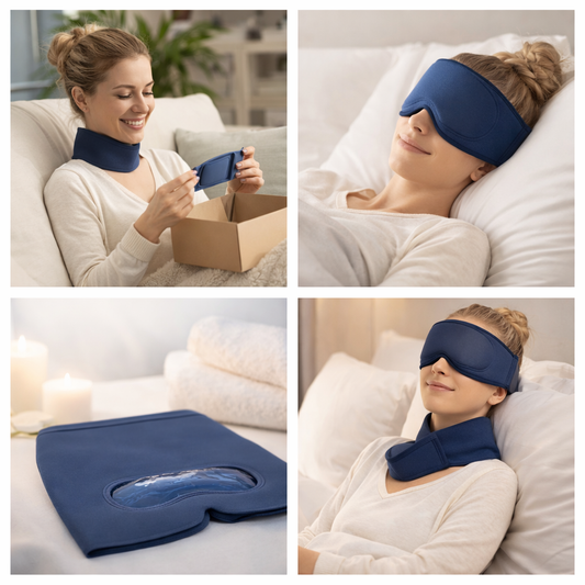 Ice Beanie Eye Mask and Neck Brace Cold Compress Set